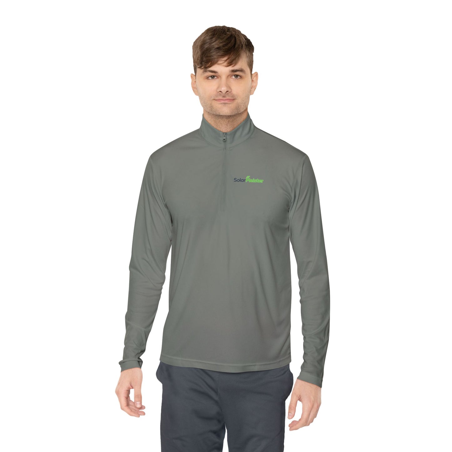 Solar Meister Logo Unisex Quarter-Zip-Funktionspullover – Weiß
