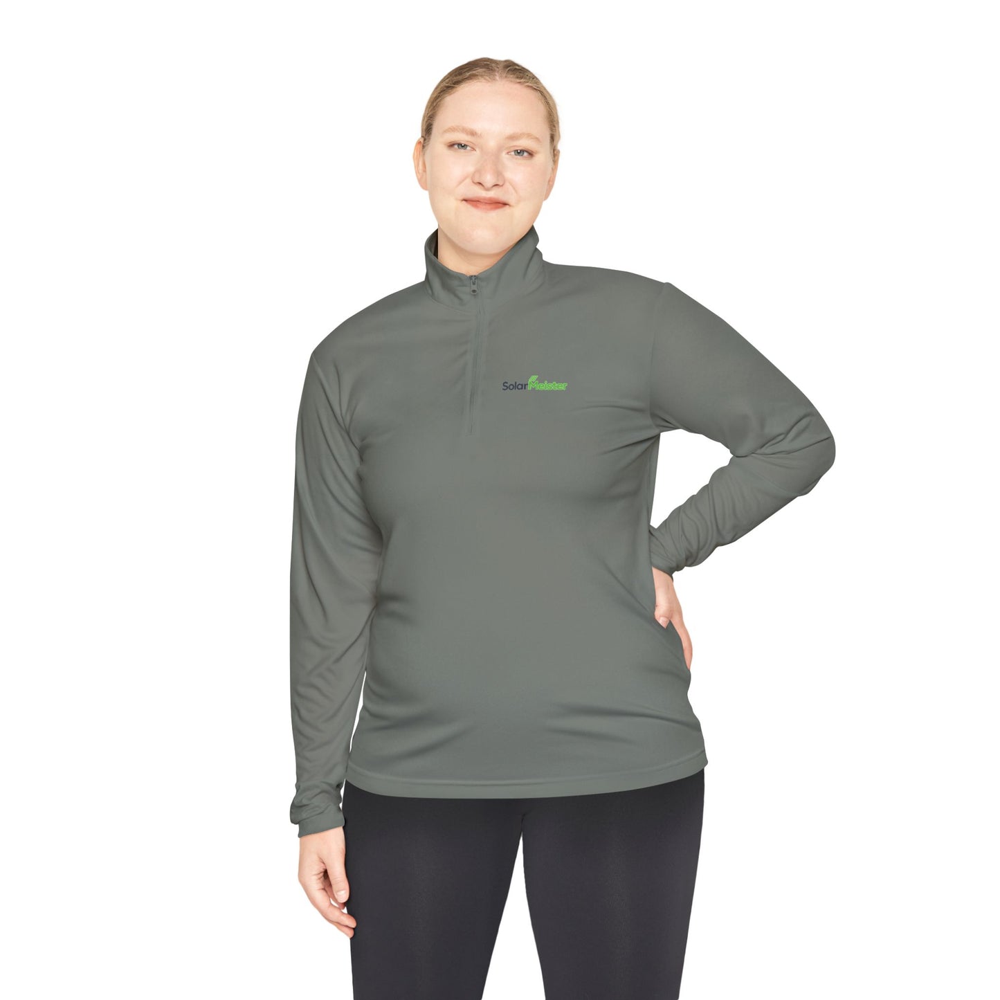Solar Meister Logo Unisex Quarter-Zip-Funktionspullover – Weiß