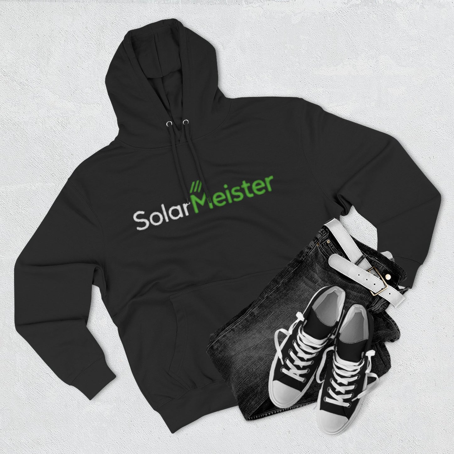 Meister Logo Hoodie — Minimalist White Fleece Pullover