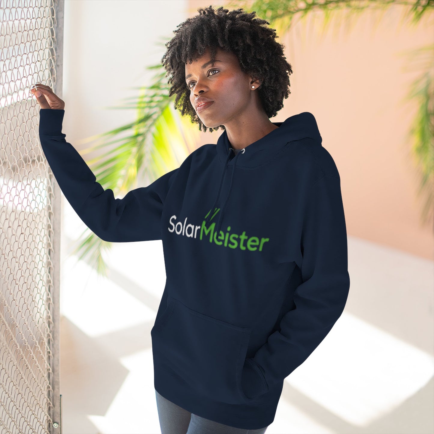 Meister Logo Hoodie — Minimalist White Fleece Pullover