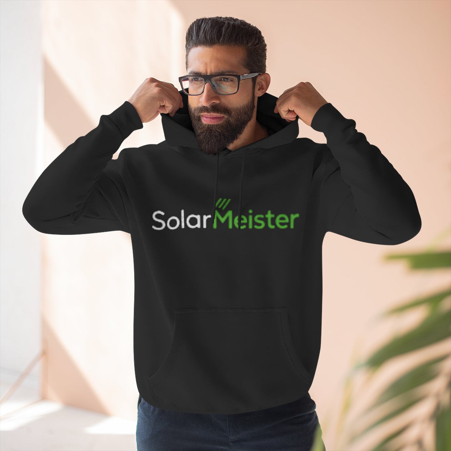 Meister Logo Hoodie — Minimalist White Fleece Pullover