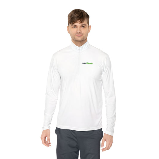 Solar Meister Logo Unisex Quarter-Zip-Funktionspullover – Weiß